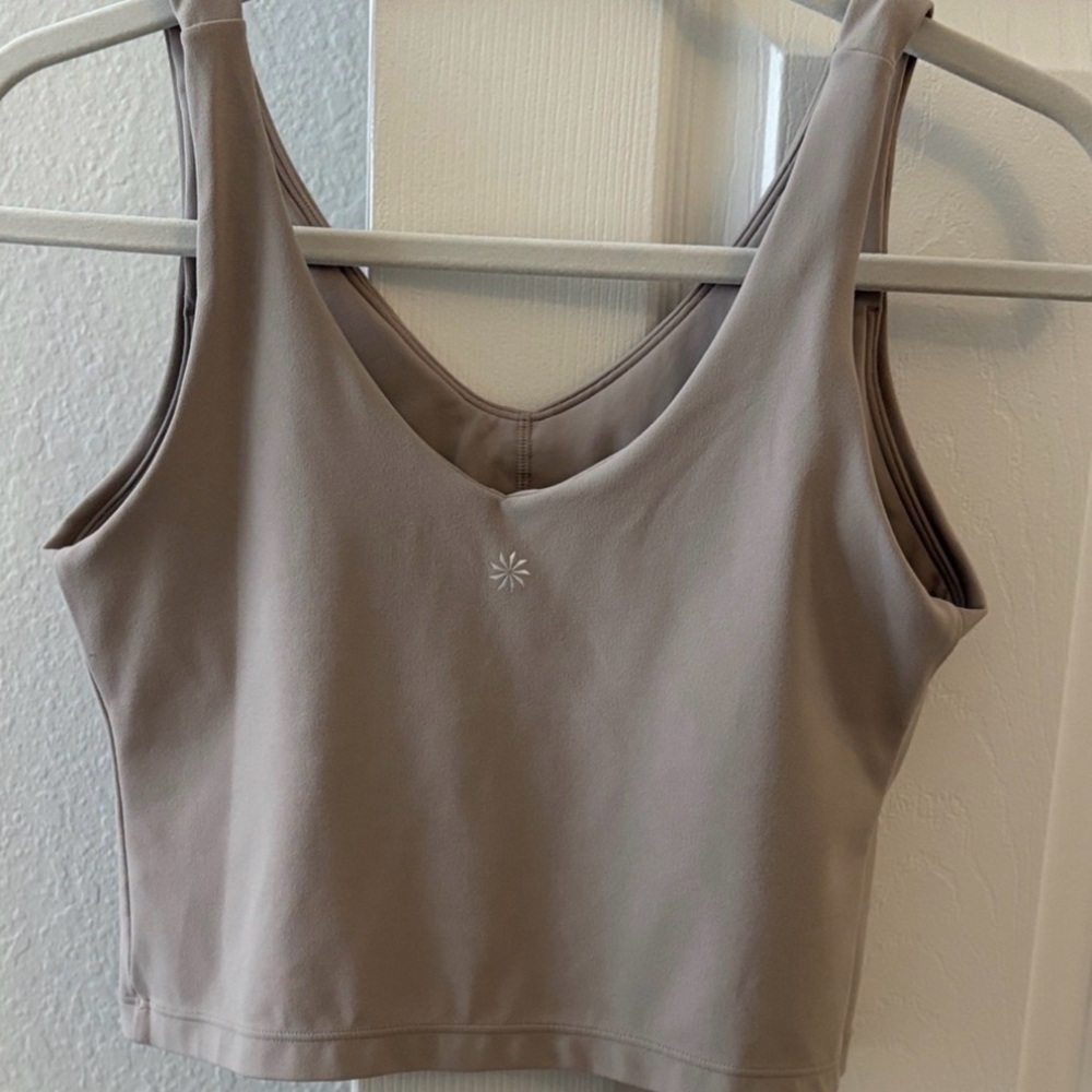 Athleta Gray/Taupe Transcend V-Neck Crop Sports Bra D-DD - Picture 6 of 9